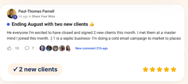 Paul-Thomas Parnell community win: 2 new clients