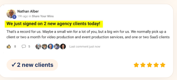 Nathan Alber community win: 2 new clients