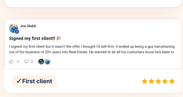 Joe Webb community win: First client