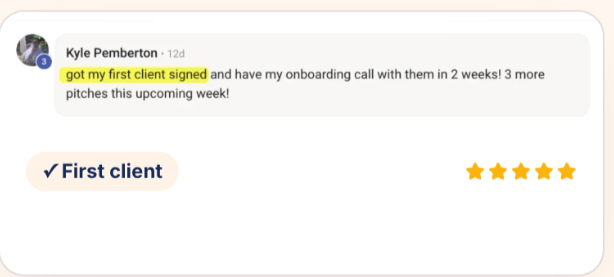 Kyle Pemberton community win: First client